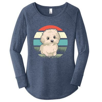 Maltese Dog Retro Women's Perfect Tri Tunic Long Sleeve Shirt