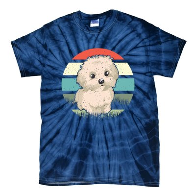 Maltese Dog Retro Tie-Dye T-Shirt