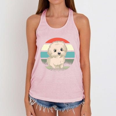 Maltese Dog Retro Women's Knotted Racerback Tank