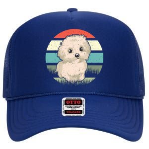 Maltese Dog Retro High Crown Mesh Back Trucker Hat