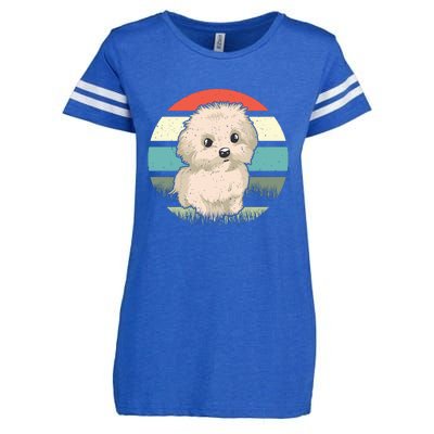 Maltese Dog Retro Enza Ladies Jersey Football T-Shirt