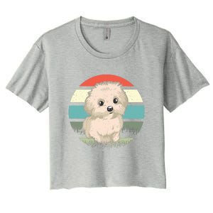 Maltese Dog Retro Women's Crop Top Tee