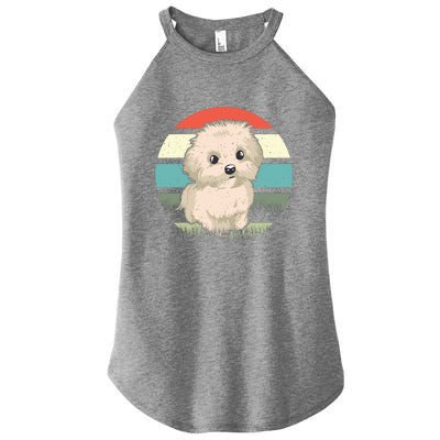 Maltese Dog Retro Women’s Perfect Tri Rocker Tank