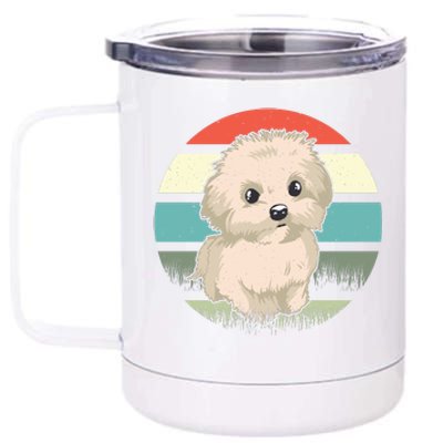 Maltese Dog Retro 12 oz Stainless Steel Tumbler Cup