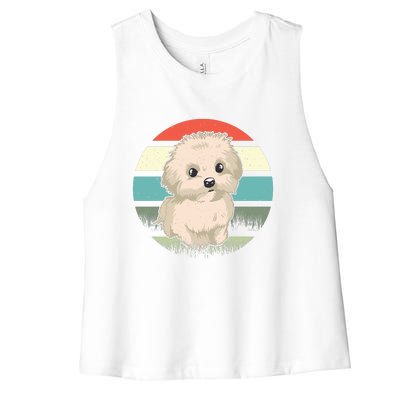 Maltese Dog Retro Women's Racerback Cropped Tank