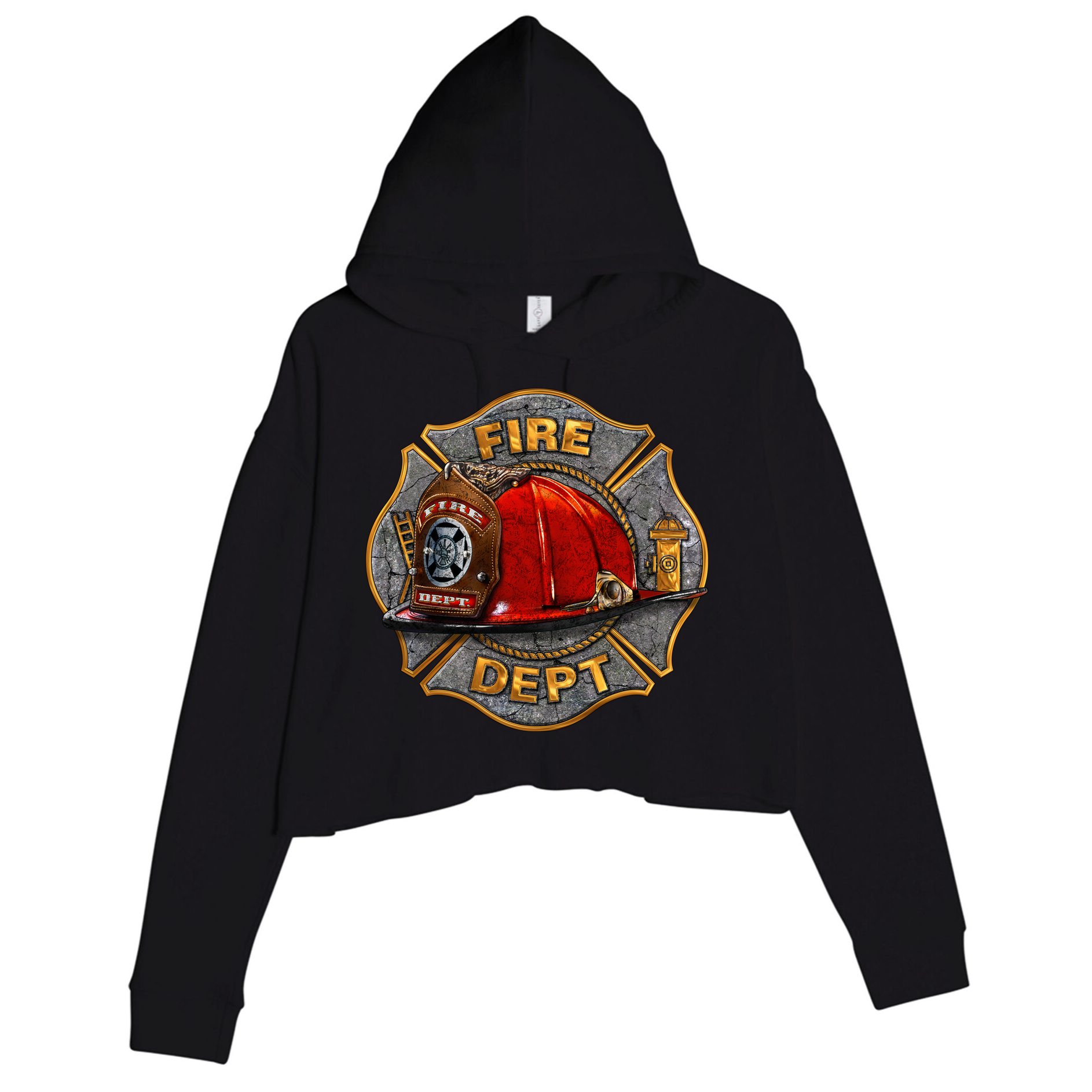 Maltese Fire Dept. Helmet Crop Fleece Hoodie