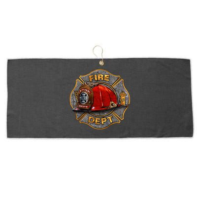 Maltese Fire Dept. Helmet Large Microfiber Waffle Golf Towel