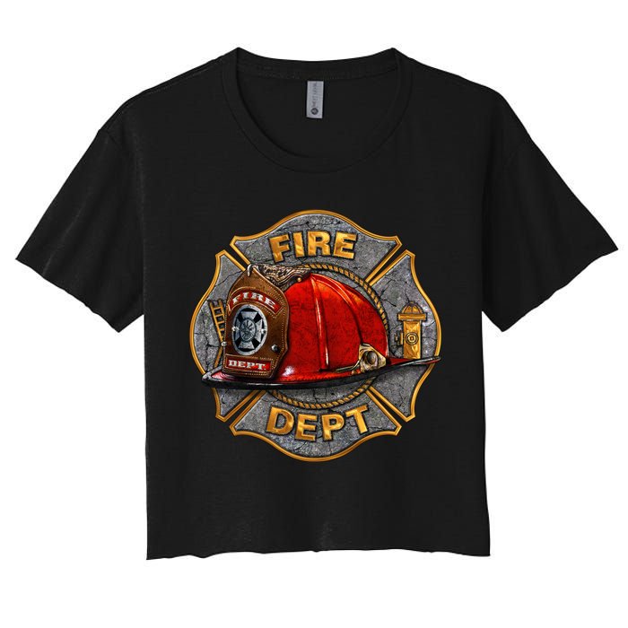 Maltese Fire Dept. Helmet Women's Crop Top Tee