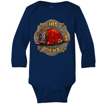 Maltese Fire Dept. Helmet Baby Long Sleeve Bodysuit