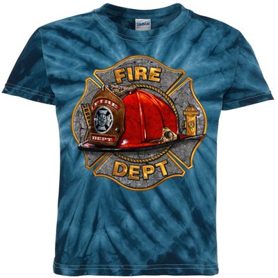 Maltese Fire Dept. Helmet Kids Tie-Dye T-Shirt