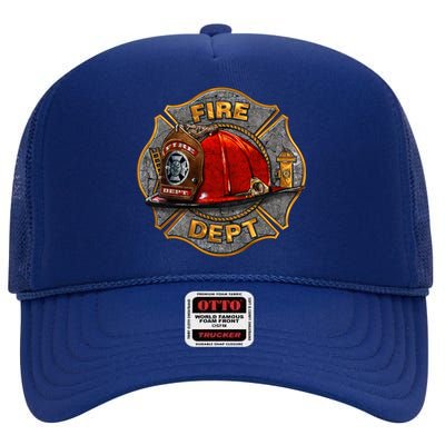 Maltese Fire Dept. Helmet High Crown Mesh Back Trucker Hat