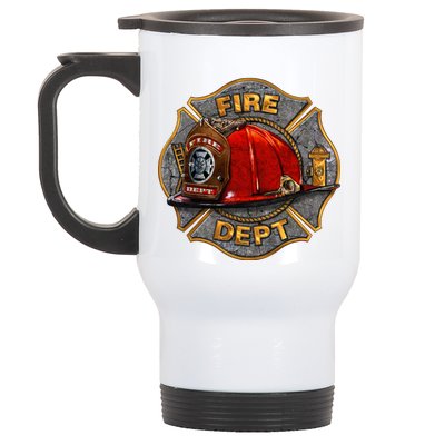 Maltese Fire Dept. Helmet Stainless Steel Travel Mug