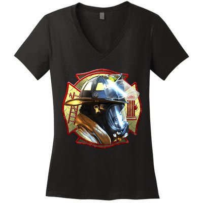 Maltese Fireman Women's V-Neck T-Shirt