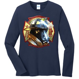 Maltese Fireman Ladies Long Sleeve Shirt