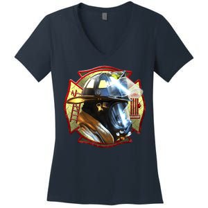 Maltese Fireman Women's V-Neck T-Shirt