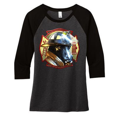 Maltese Fireman Women's Tri-Blend 3/4-Sleeve Raglan Shirt