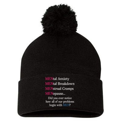 Mental Anxiety Mental Breakdown Menstrual Cramps Menopause Pom Pom 12in Knit Beanie