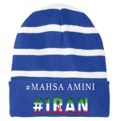 Mahsa Amini MAHSAAMINI Iran Striped Beanie with Solid Band