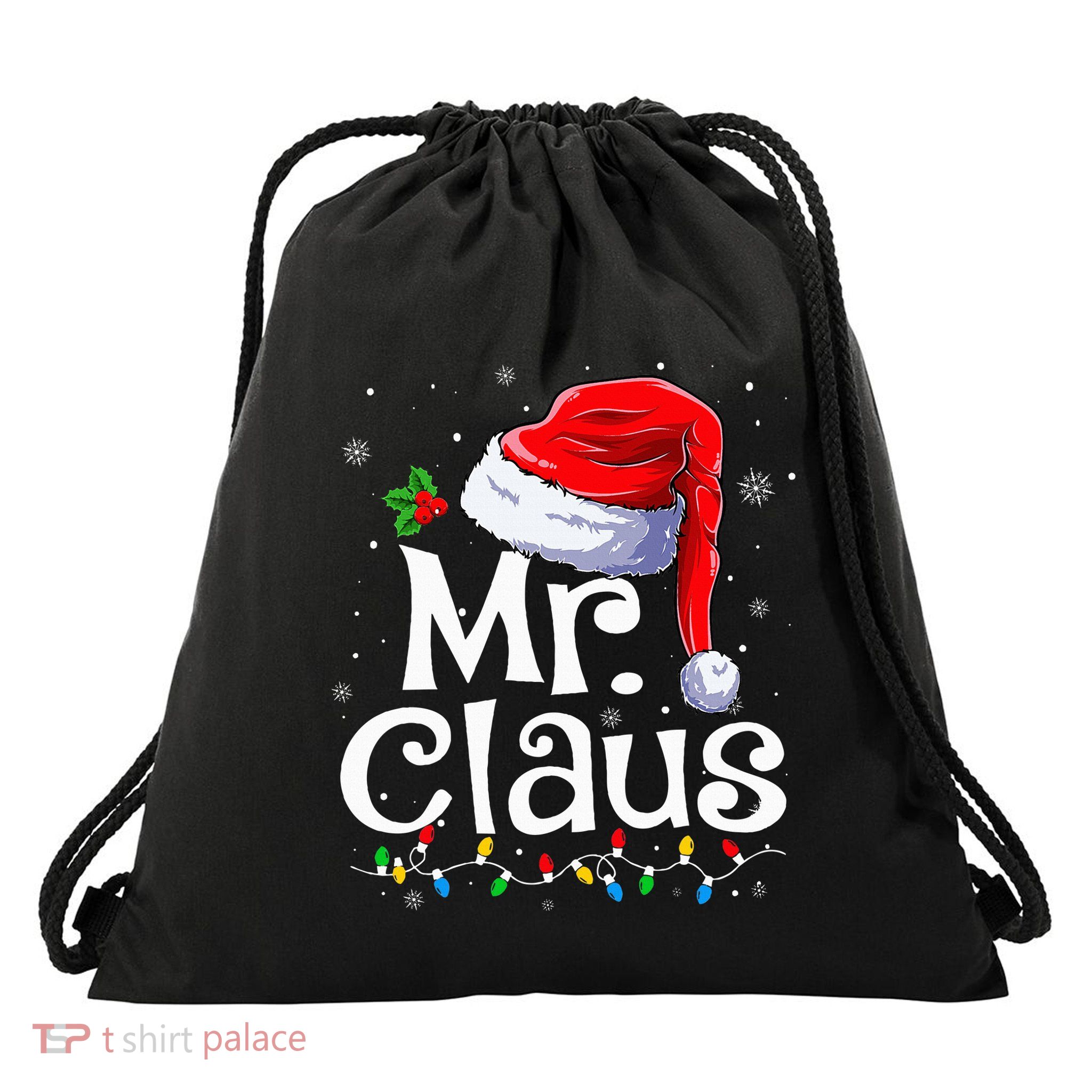 Mr And Mrs Claus Couples Matching Christmas Pajamas Santa Drawstring Bag