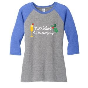 Mistletoe And Mimosas Funny Christmas Ing Gift Women's Tri-Blend 3/4-Sleeve Raglan Shirt