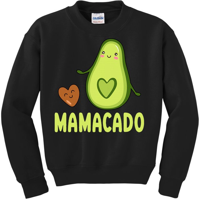 Mamacado Avocado Mama Funny Avocado Kids Sweatshirt