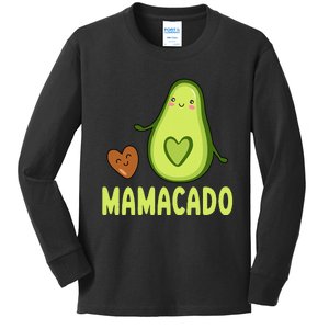 Mamacado Avocado Mama Funny Avocado Kids Long Sleeve Shirt