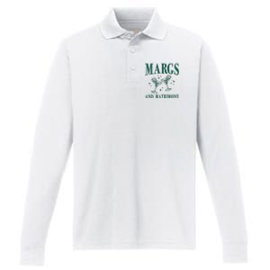 Margs And Matrimony Bachelorette Party Margarita Bach Performance Long Sleeve Polo