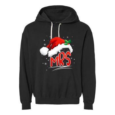 Mr. And Mrs. Christmas Santa Claus Matching His Hers Garment-Dyed Fleece Hoodie