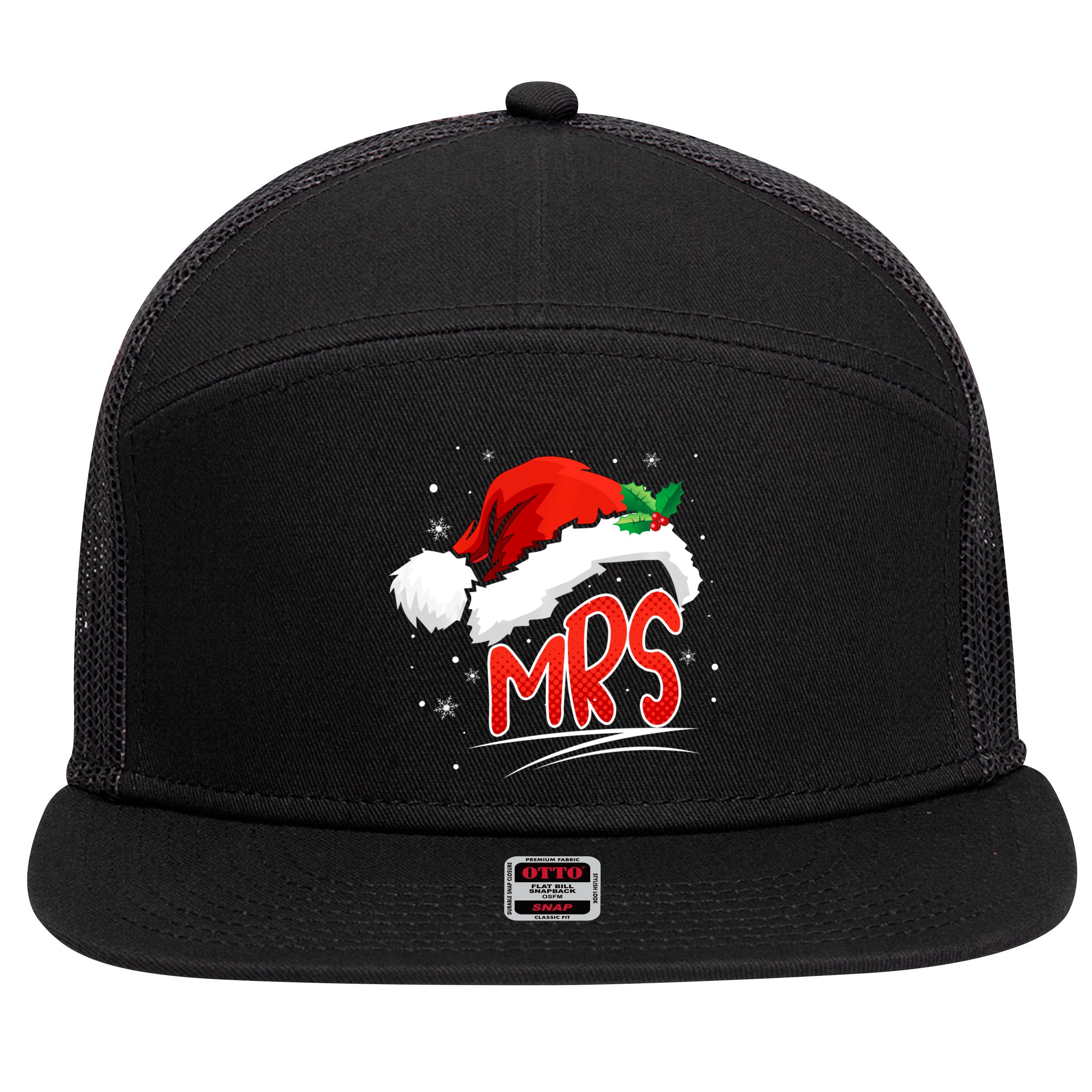 Mr. And Mrs. Christmas Santa Claus Matching His Hers 7 Panel Mesh Trucker Snapback Hat