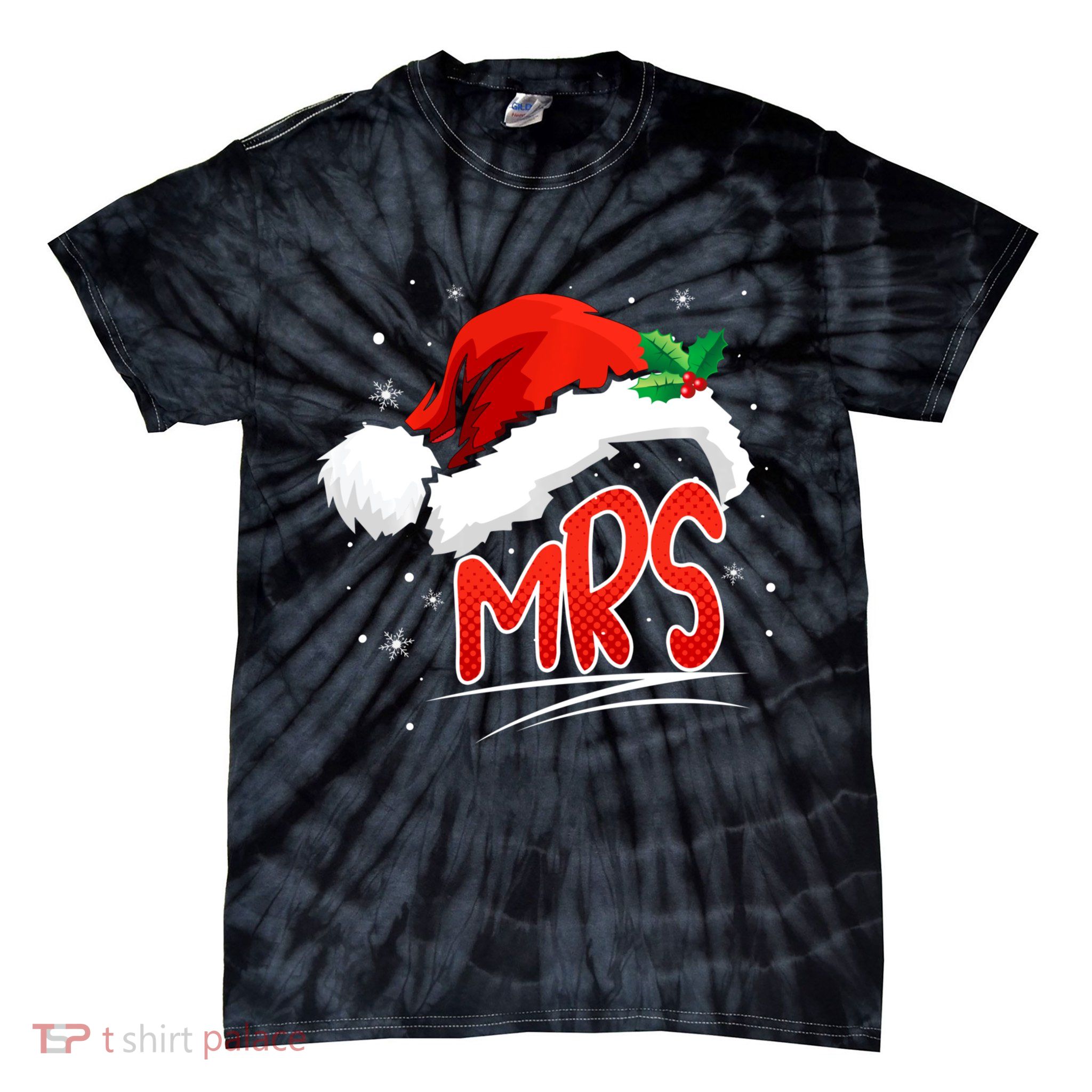 Mr. And Mrs. Christmas Santa Claus Matching His Hers Tie-Dye T-Shirt