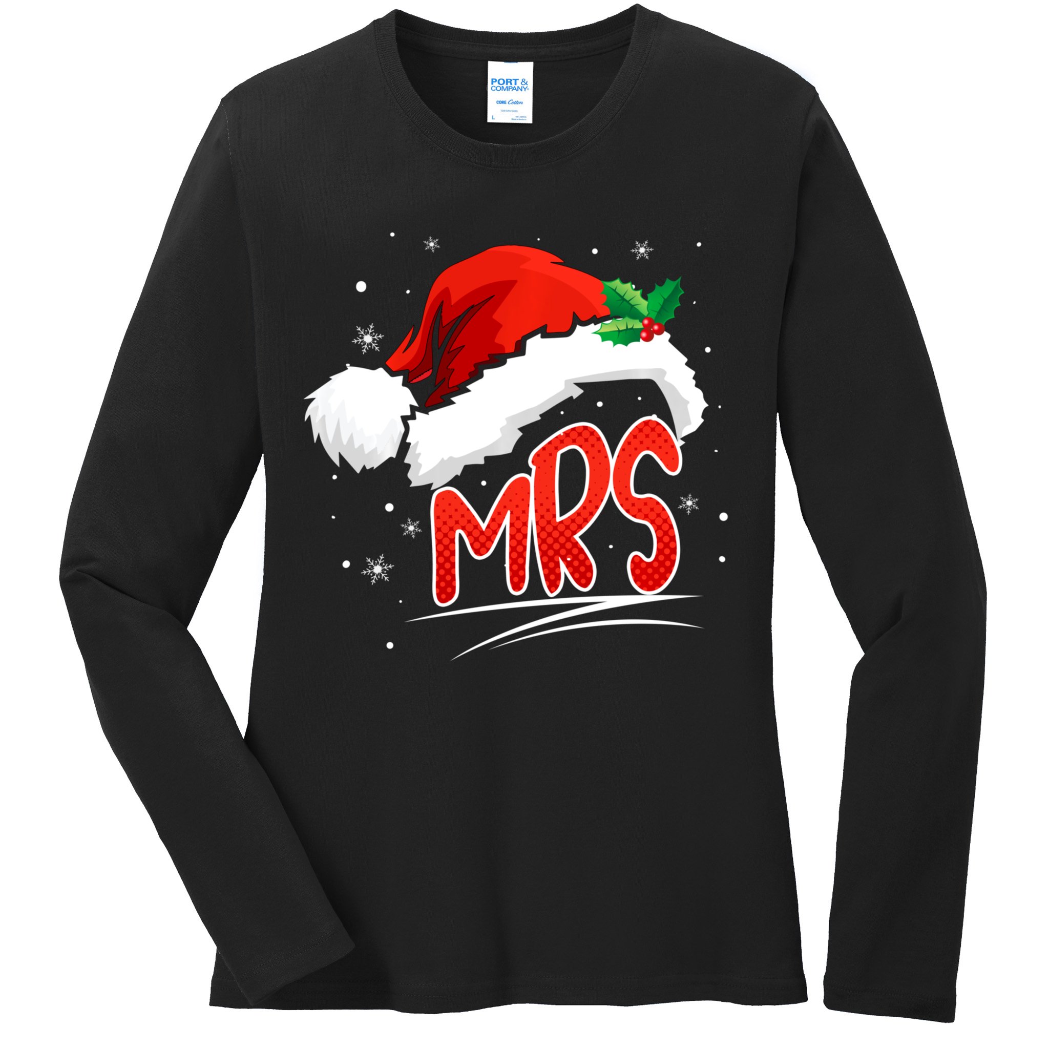 Mr. And Mrs. Christmas Santa Claus Matching His Hers Ladies Long Sleeve Shirt