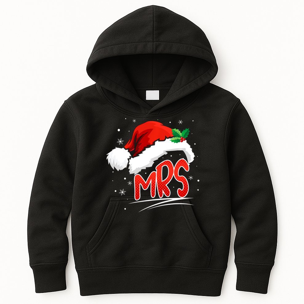 Mr. And Mrs. Christmas Santa Claus Matching His Hers Kids Hoodie