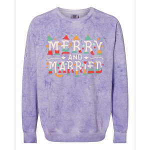 Merry and Married First Christmas Pajama Couples Matching Colorblast Crewneck Sweatshirt