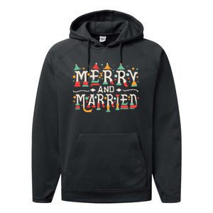 Merry and Married First Christmas Pajama Couples Matching Performance Fleece Hoodie