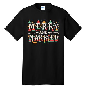 Merry and Married First Christmas Pajama Couples Matching Tall T-Shirt