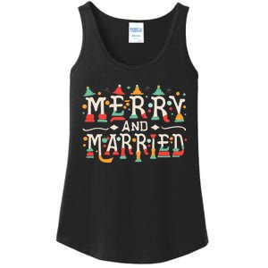 Merry and Married First Christmas Pajama Couples Matching Ladies Essential Tank