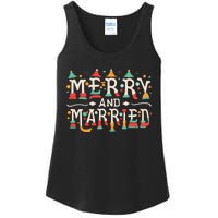 Merry and Married First Christmas Pajama Couples Matching Ladies Essential Tank