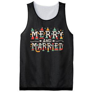 Merry and Married First Christmas Pajama Couples Matching Mesh Reversible Basketball Jersey Tank