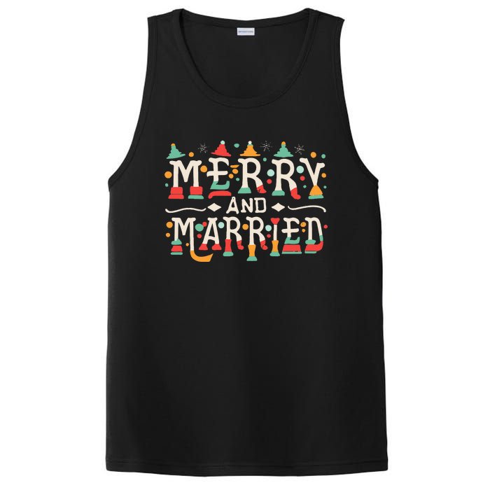 Merry and Married First Christmas Pajama Couples Matching PosiCharge Competitor Tank