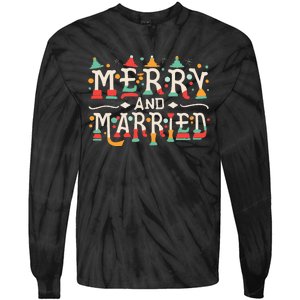 Merry and Married First Christmas Pajama Couples Matching Tie-Dye Long Sleeve Shirt