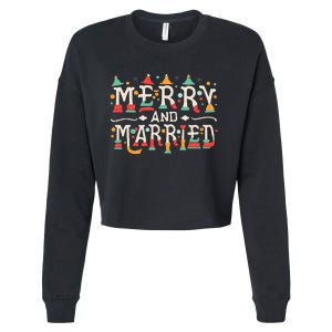 Merry and Married First Christmas Pajama Couples Matching Cropped Pullover Crew