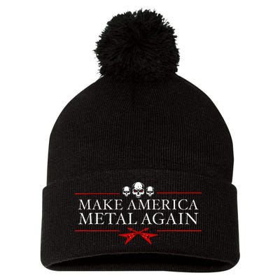 Make America Metal Again Trump Rock Heavy Music Thrash Gift Pom Pom 12in Knit Beanie