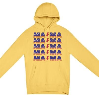 Mama American Mom For Mom And Grandma Great Gift Premium Pullover Hoodie