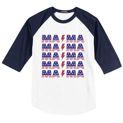 Mama American Mom For Mom And Grandma Great Gift Baseball Sleeve Shirt