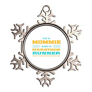 Mommie And Marathon Runner Funny Running Humor Sprinting Mom Gift Metallic Star Ornament