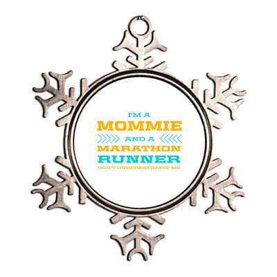 Mommie And Marathon Runner Funny Running Humor Sprinting Mom Gift Metallic Star Ornament