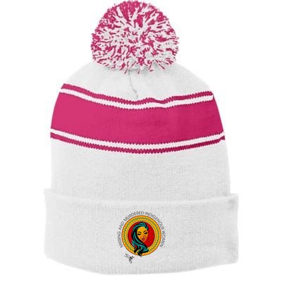 Missing And Murdered Indigenous Native American Stripe Pom Pom Beanie
