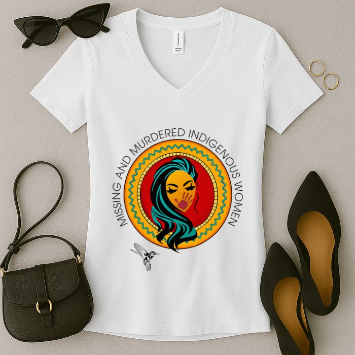 Missing And Murdered Indigenous Native American Women's V-Neck T-Shirt