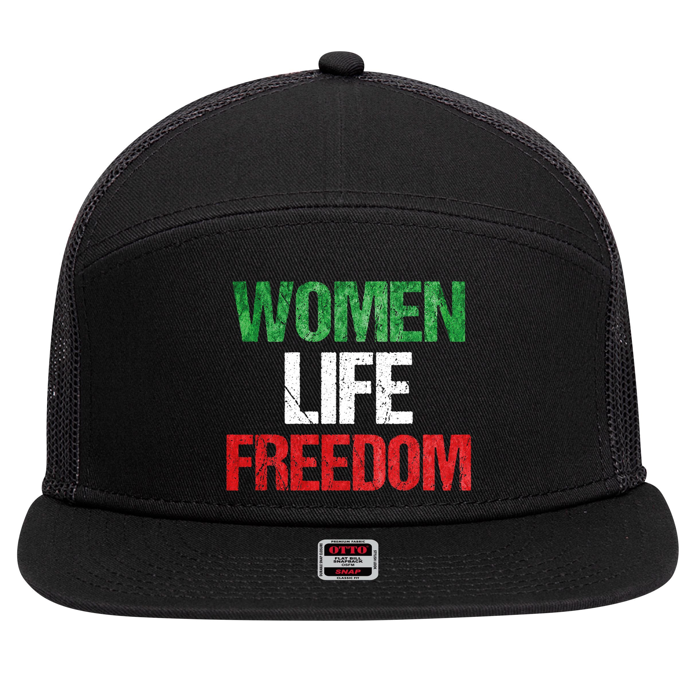 Mahsa Amini , MAHSAAMINI , Iran Women Life Freedom 7 Panel Mesh Trucker Snapback Hat