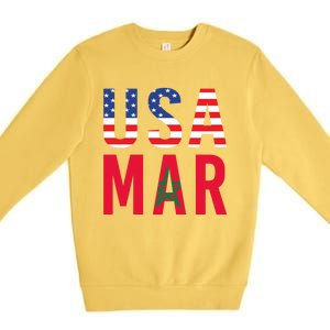 Moorish American Morocco Flag Moroccan Soccer Supporter Gift Premium Crewneck Sweatshirt